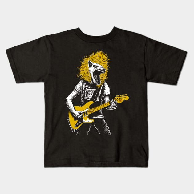 Vintage Chupacabra Punk Rocker Drawing - Rebellious Cryptid Art Kids T-Shirt by Soulphur Media